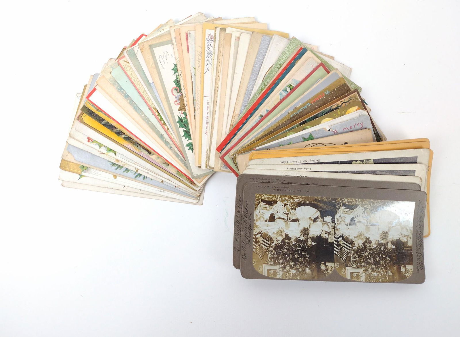 Approx. 60 Christmas Postcards & Stereoview Cards (1 of 9)