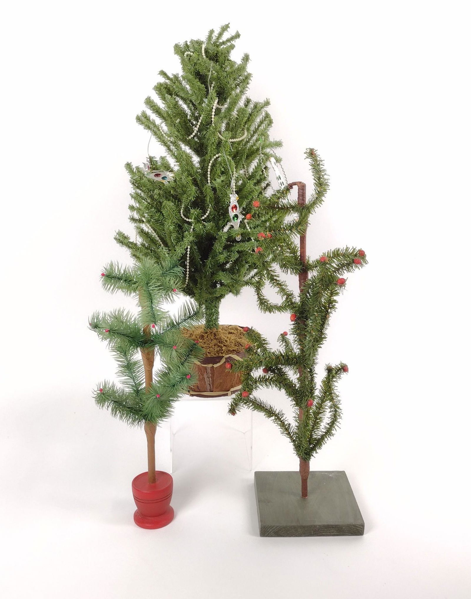 3 Vintage Christmas Trees incl Feather (1 of 2)