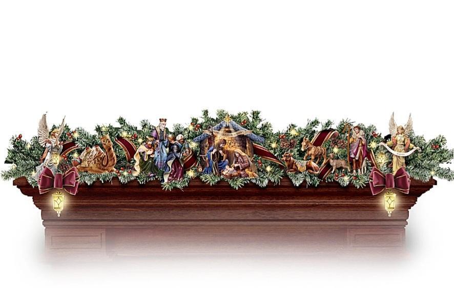 Thomas Kinkade Illuminated "Nativity Garland" Set: Stock photos used. Pieces in original packaging. 48" long. LR IMPORTANT: Before bidding, please read the terms and conditions. When you registered for the auction you agreed to these terms and will be