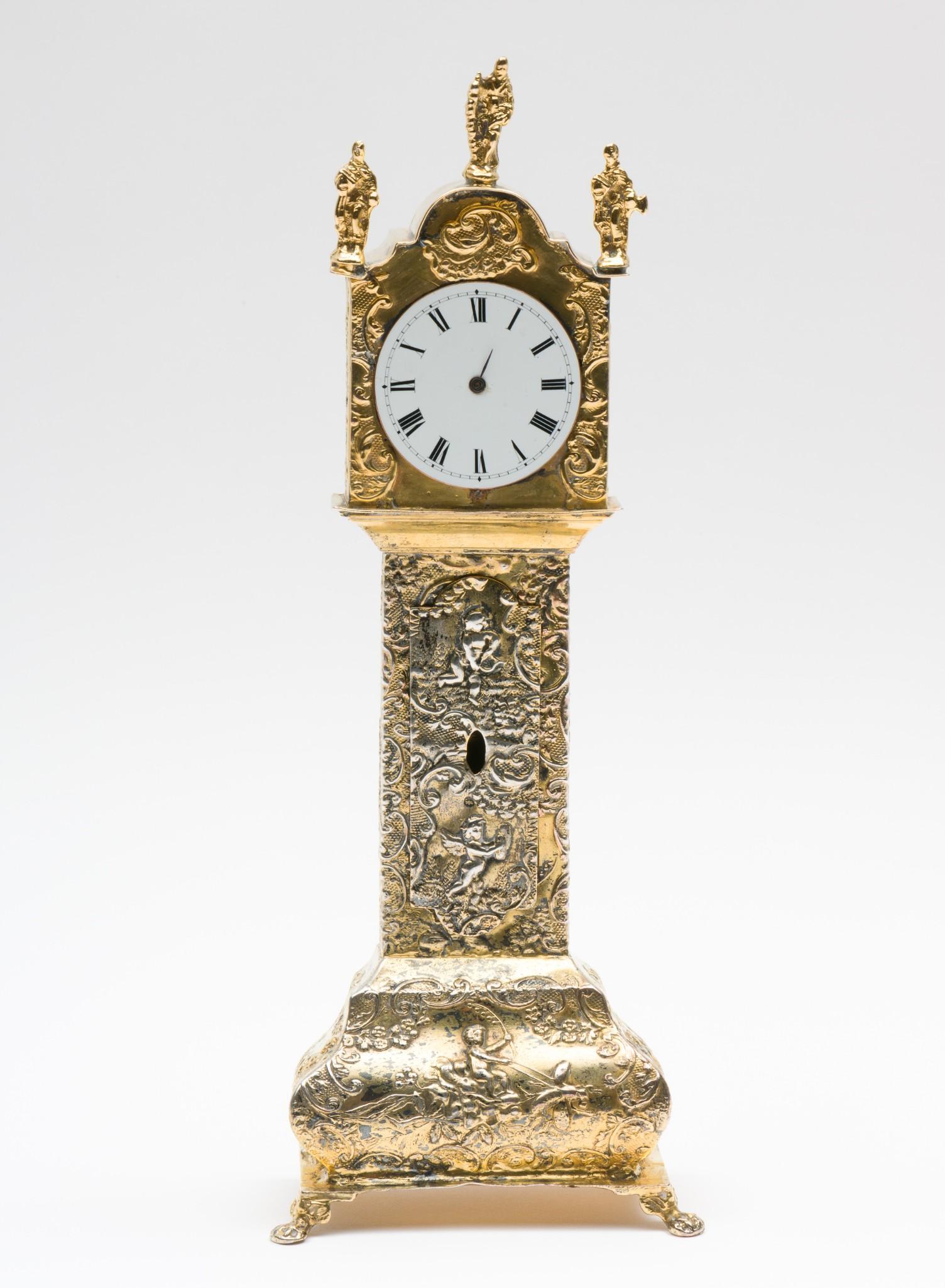 Dutch Miniature Sterling and 800 Silver Tall Case Clock (1 of 9)