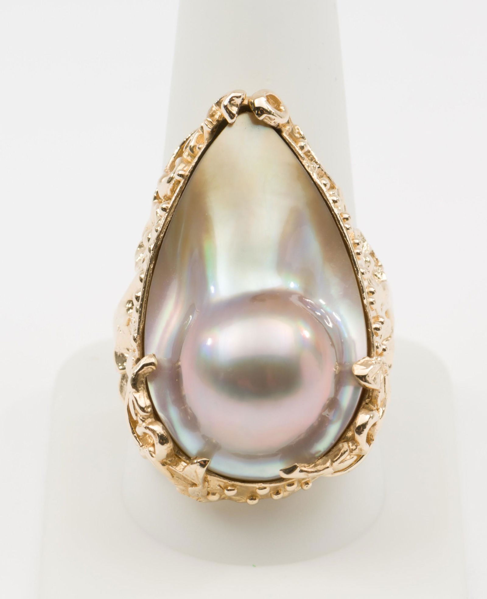 14K Gold & Mabe Blister Pearl Ring (1 of 2)