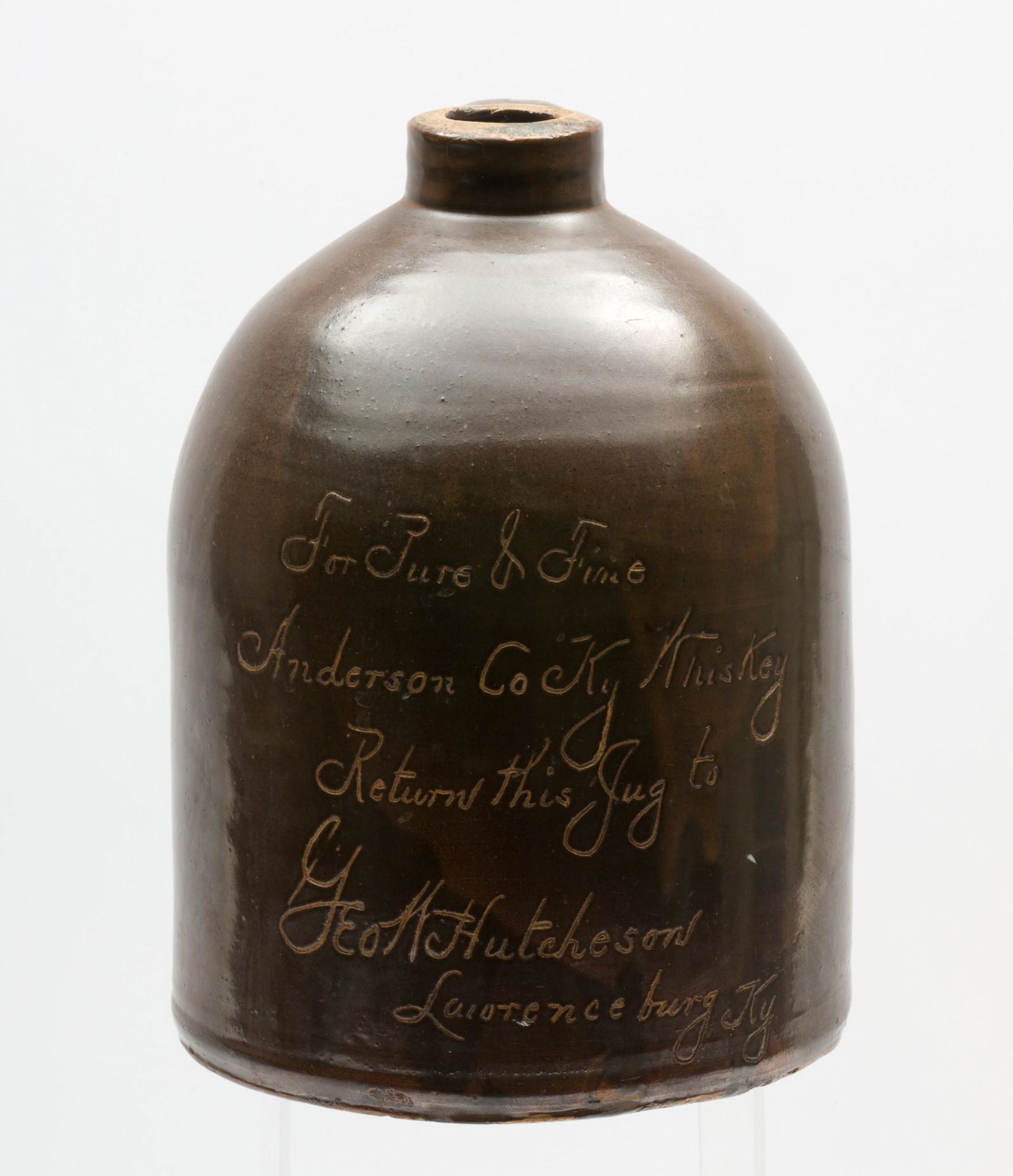Brown Glazed Anderson Co. KY Whiskey Advertising Jug (1 of 7)