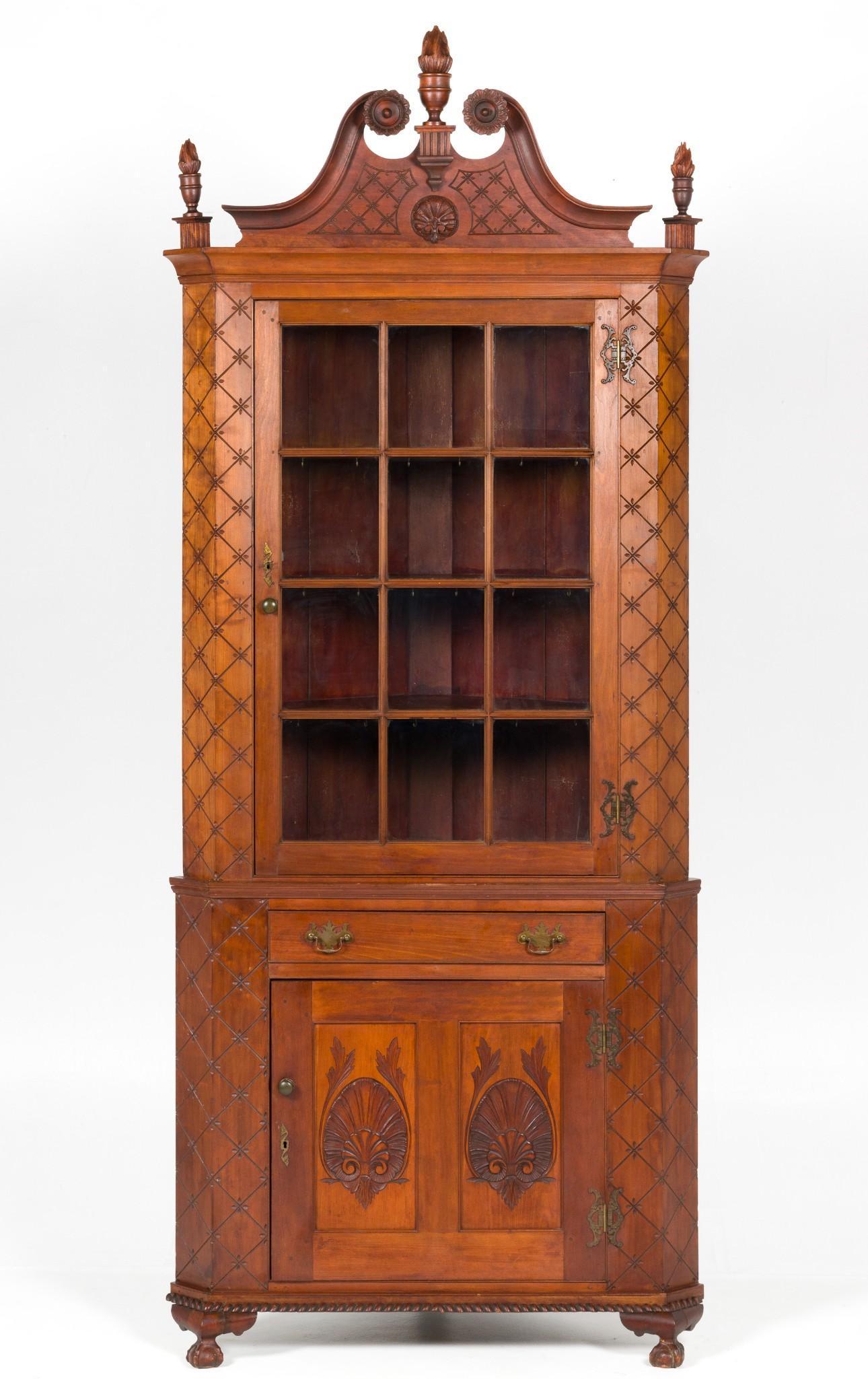 19th Century Cherry Corner Cupboard (1 of 12)