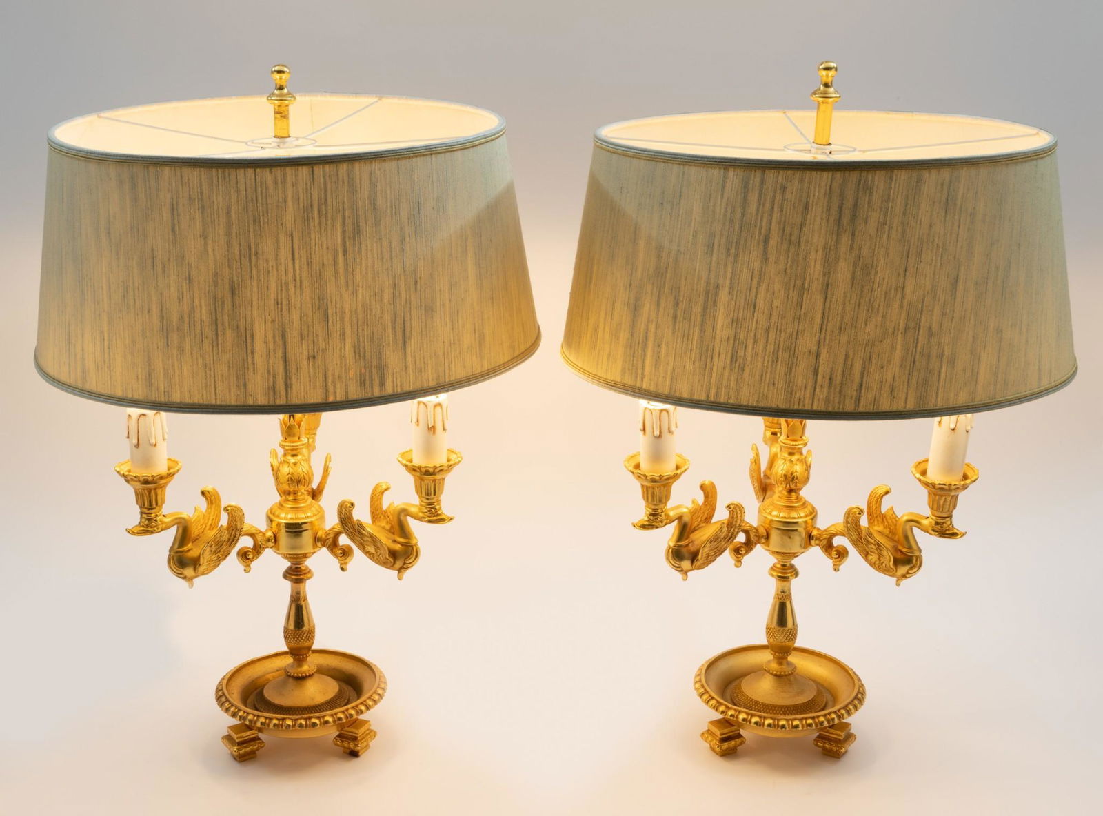 Pair of French Gilt Swan Bouilotte Lamps (1 of 7)