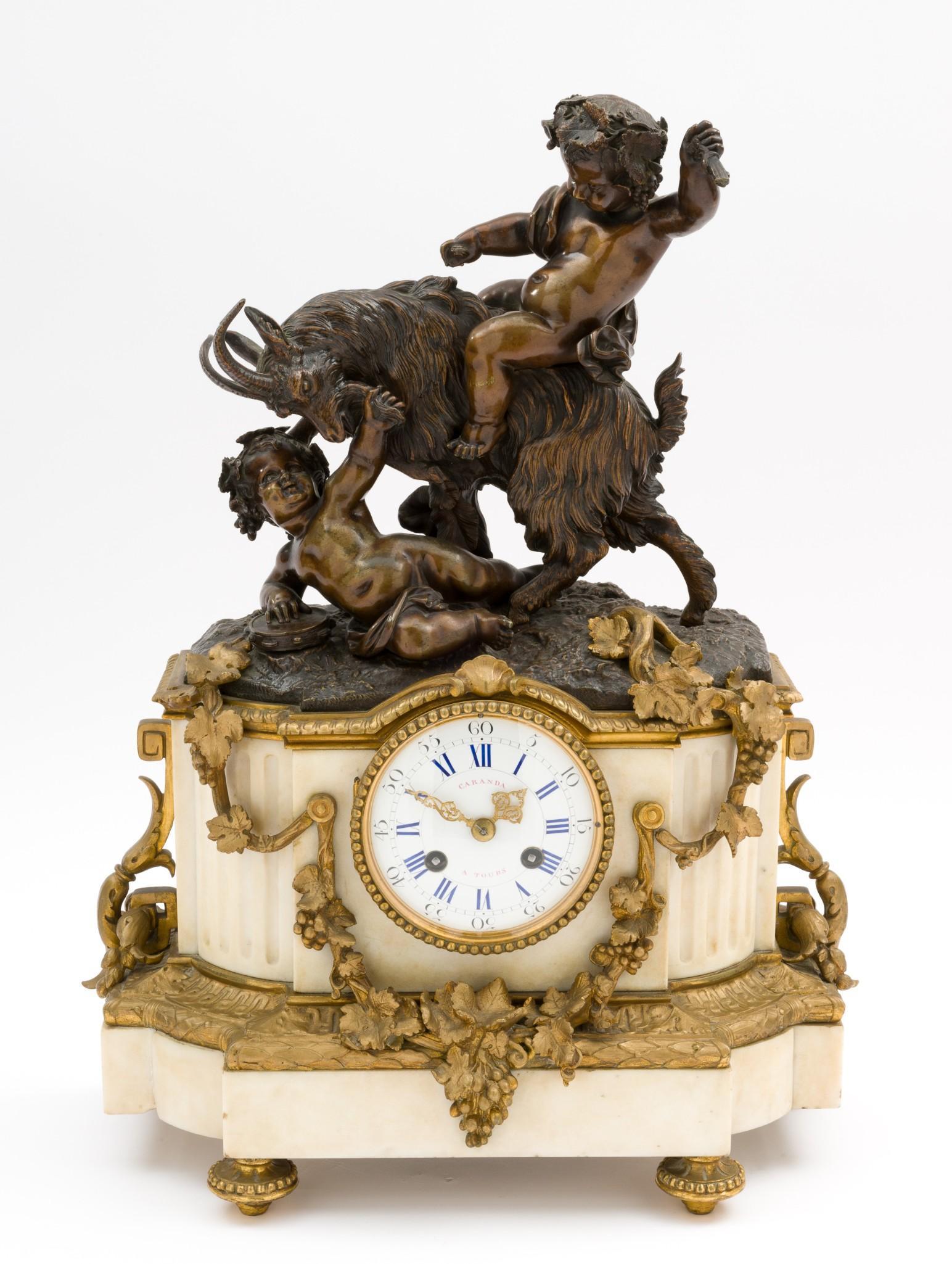 Louis XVI Bronze and Marble Figural Mantle Clock (1 of 14)