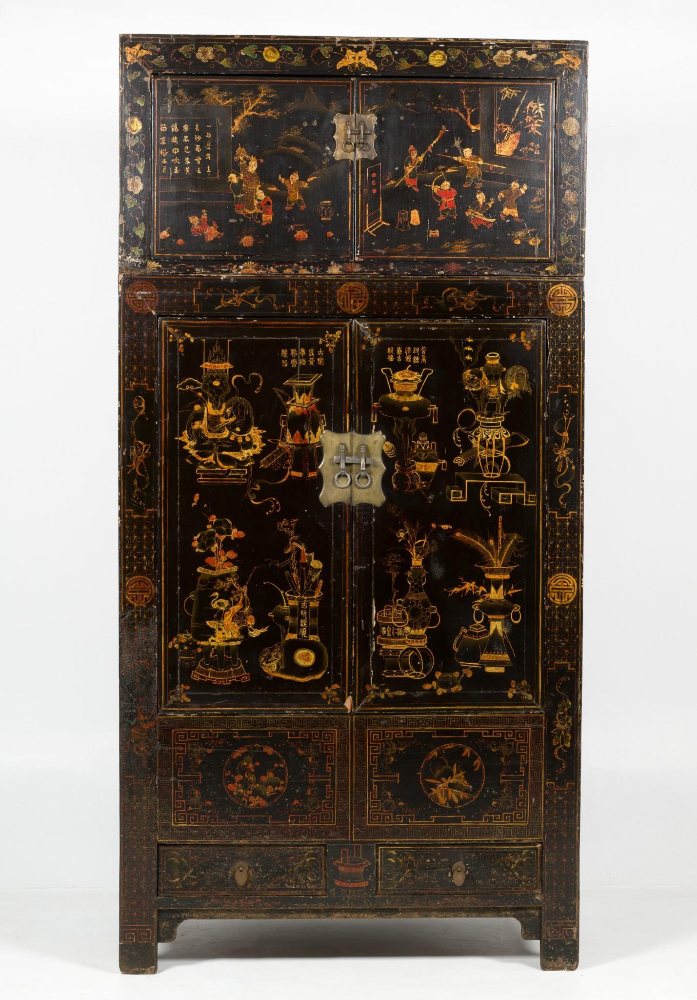 8 Foot High Republic Period Chinese Lacquered Cabinet (1 of 16)
