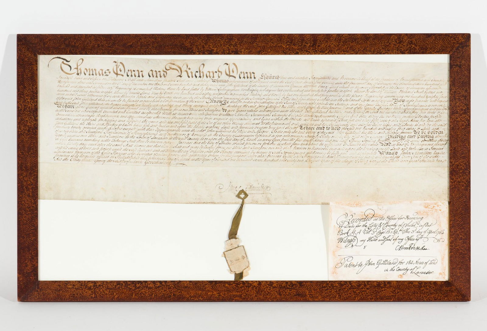 Thomas & Richard Penn Signed Indenture Lancaster, PA (1 of 7)