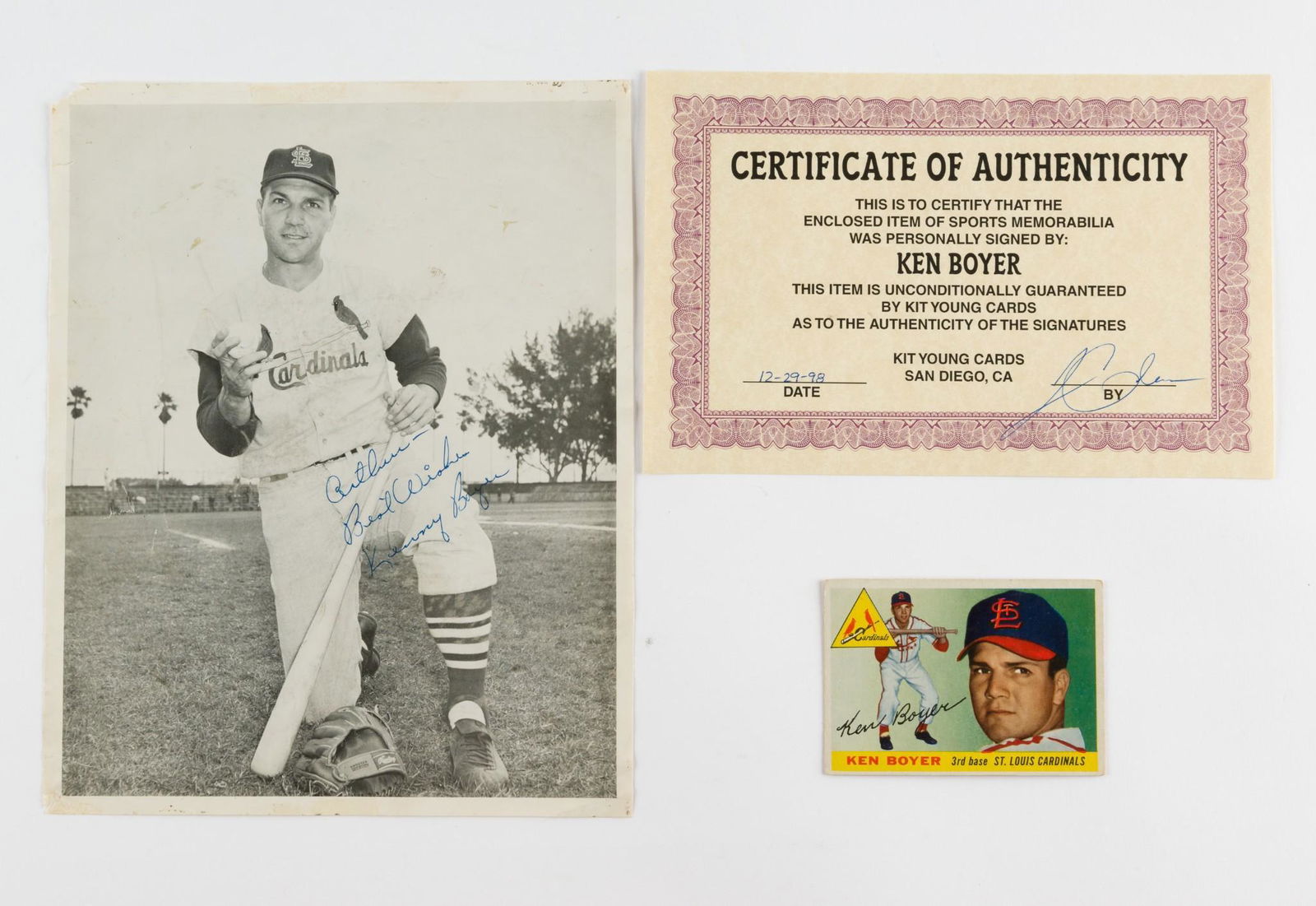 Ken Boyer Autographed Photograph & 1955 Topps Card (1 of 6)