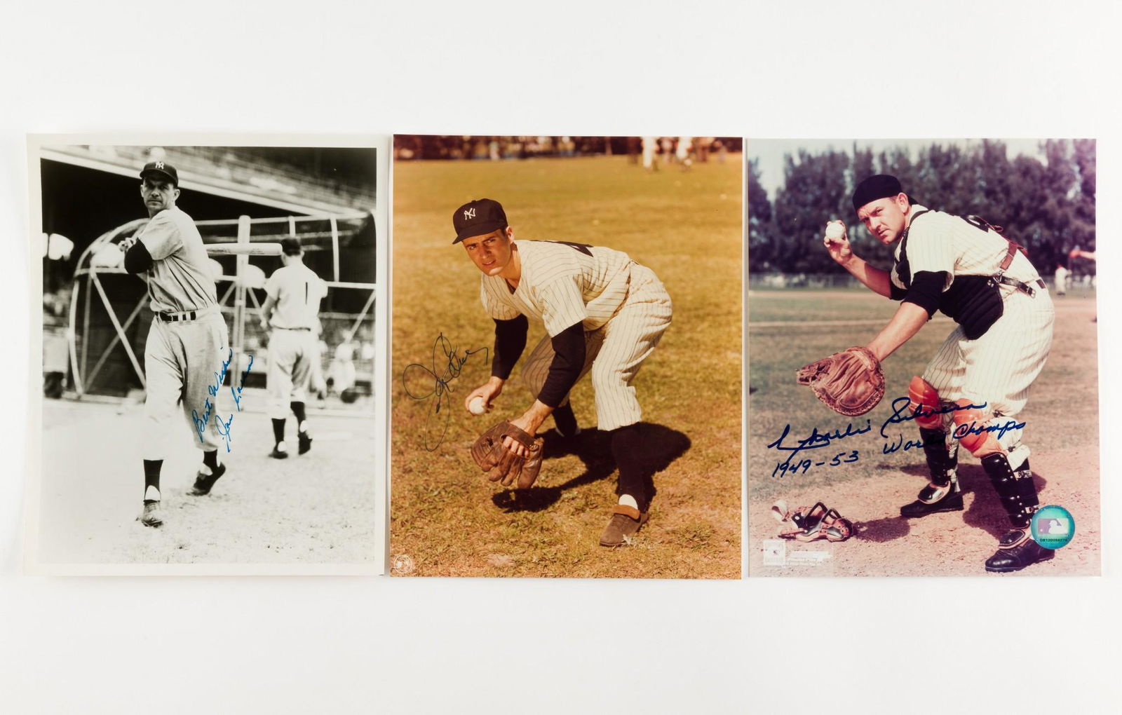 3 N.Y. Yankees Autographed Photographs Incl Charlie Silvera (1 of 8)
