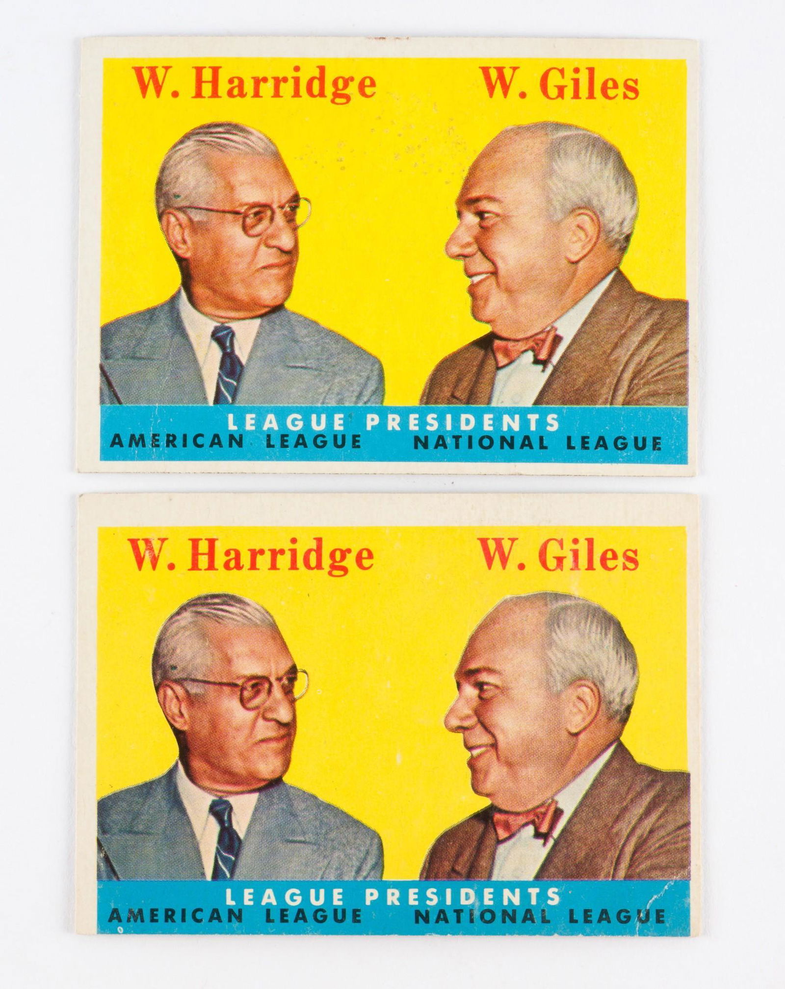 2 1958 Presidents Topps Baseball Cards (1 of 2)