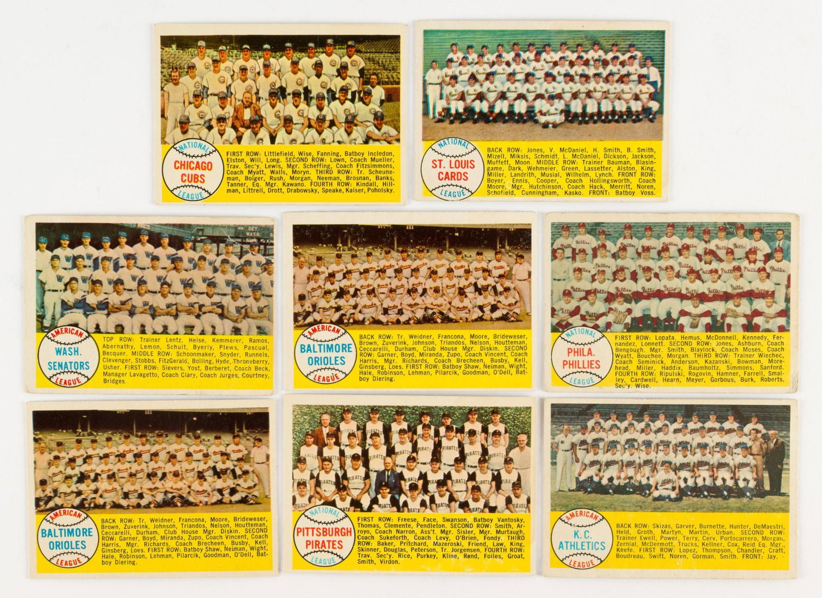 8 1958 Topps Team Baseball Cards Incl #44 (1 of 5)