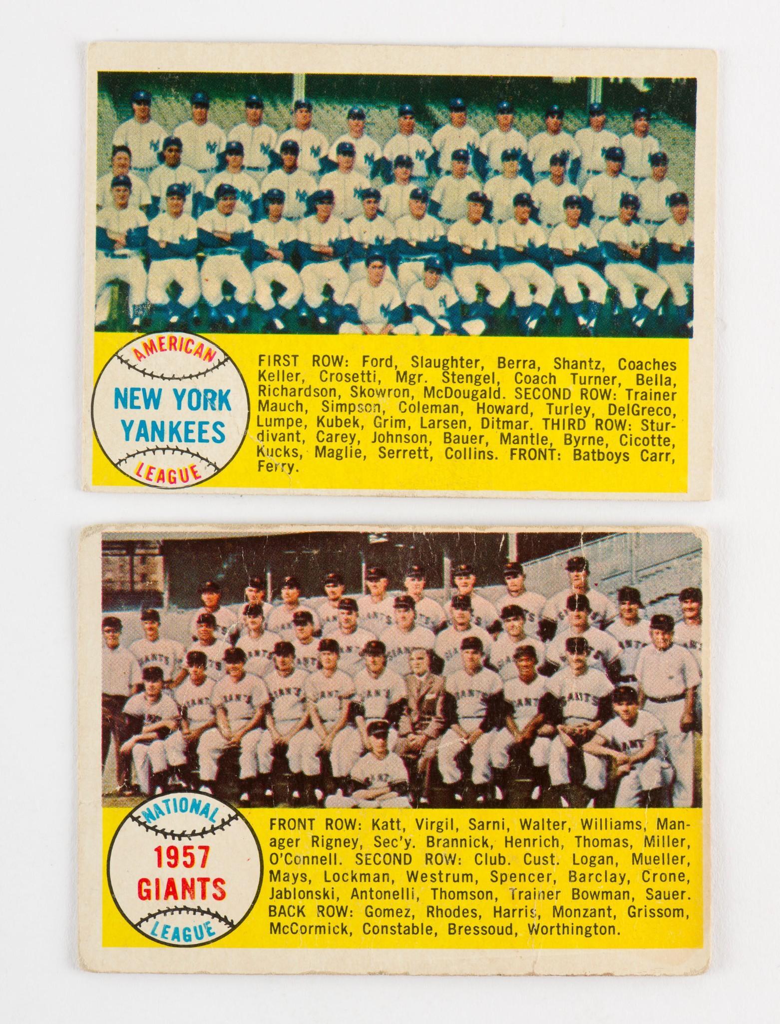 2 1958 Topps Team Baseball Cards Incl #246 Yankees (1 of 2)