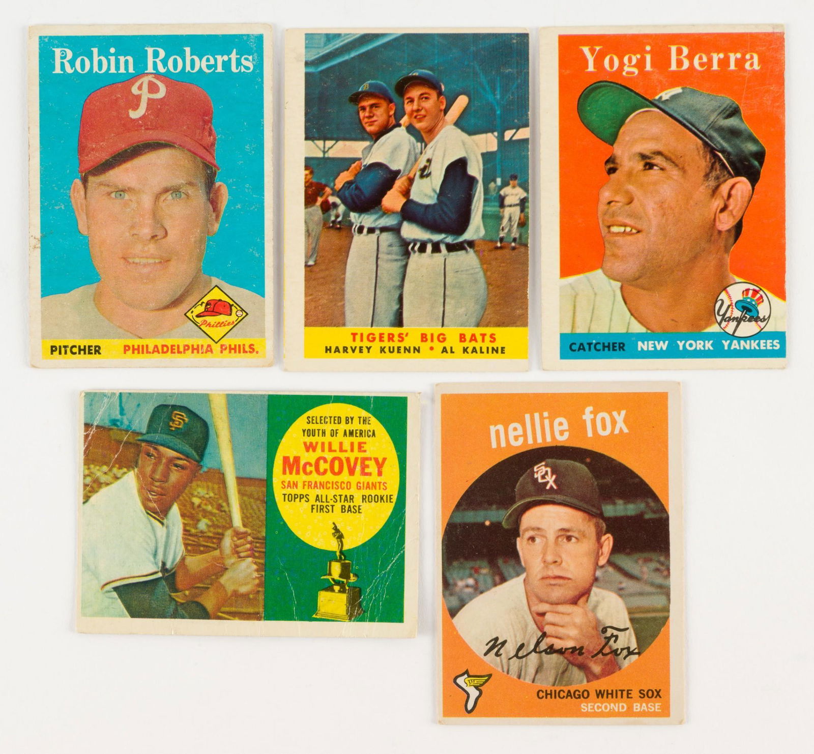 5 Topps Baseball Cards Incl 1958 (1 of 2)