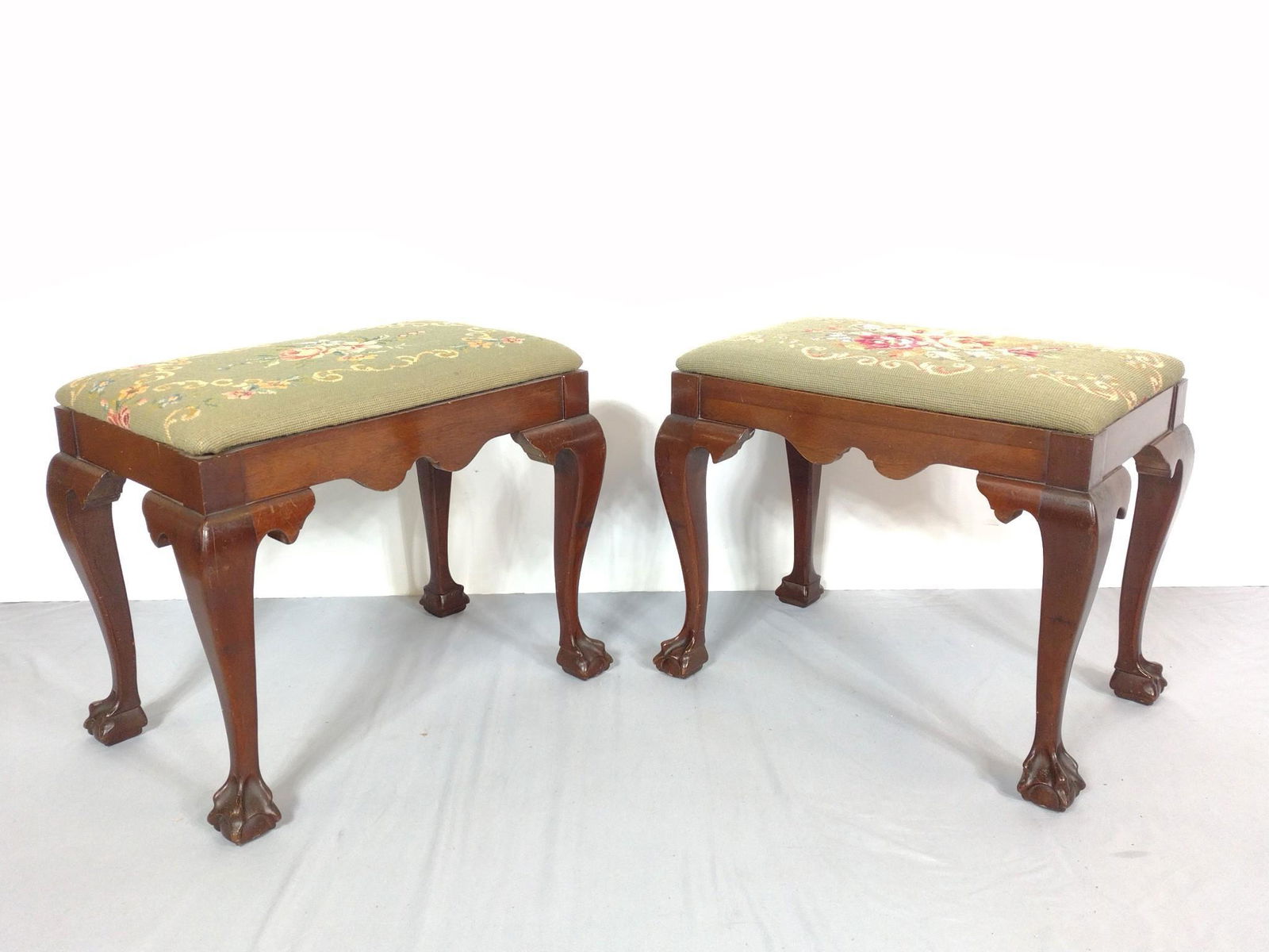 Pr Chippendale Style Stools (1 of 5)