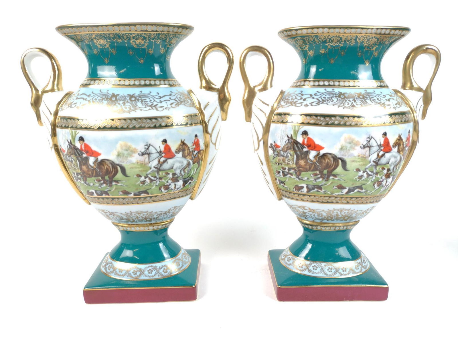 Pr Limoges Hunt Scene Vases (1 of 3)