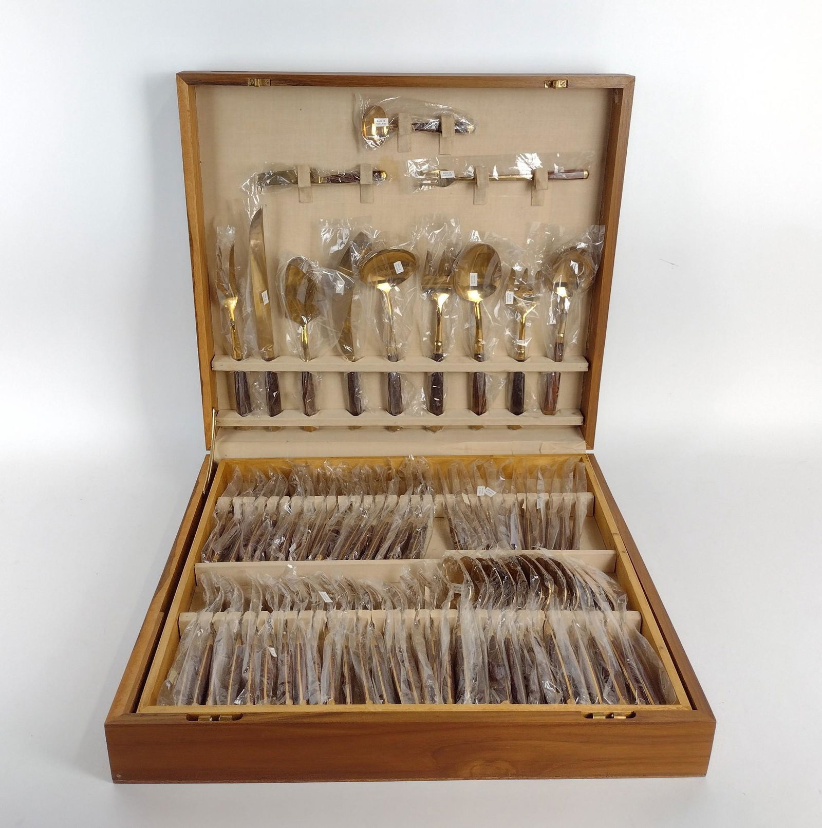 144 Pcs Brass and Rosewood Flatware (1 of 5)
