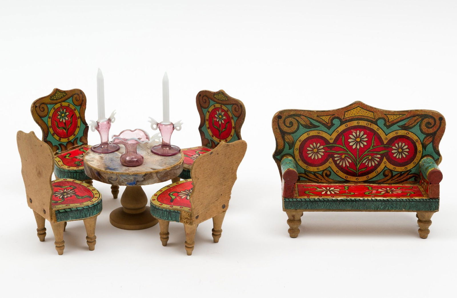 9 Pcs Wood Lithograph Doll House Furniture (1 of 8)