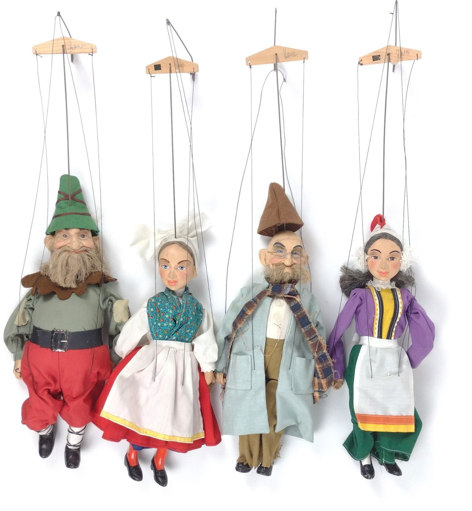 4 Carved Wood Marionettes From Prague (1 of 10)