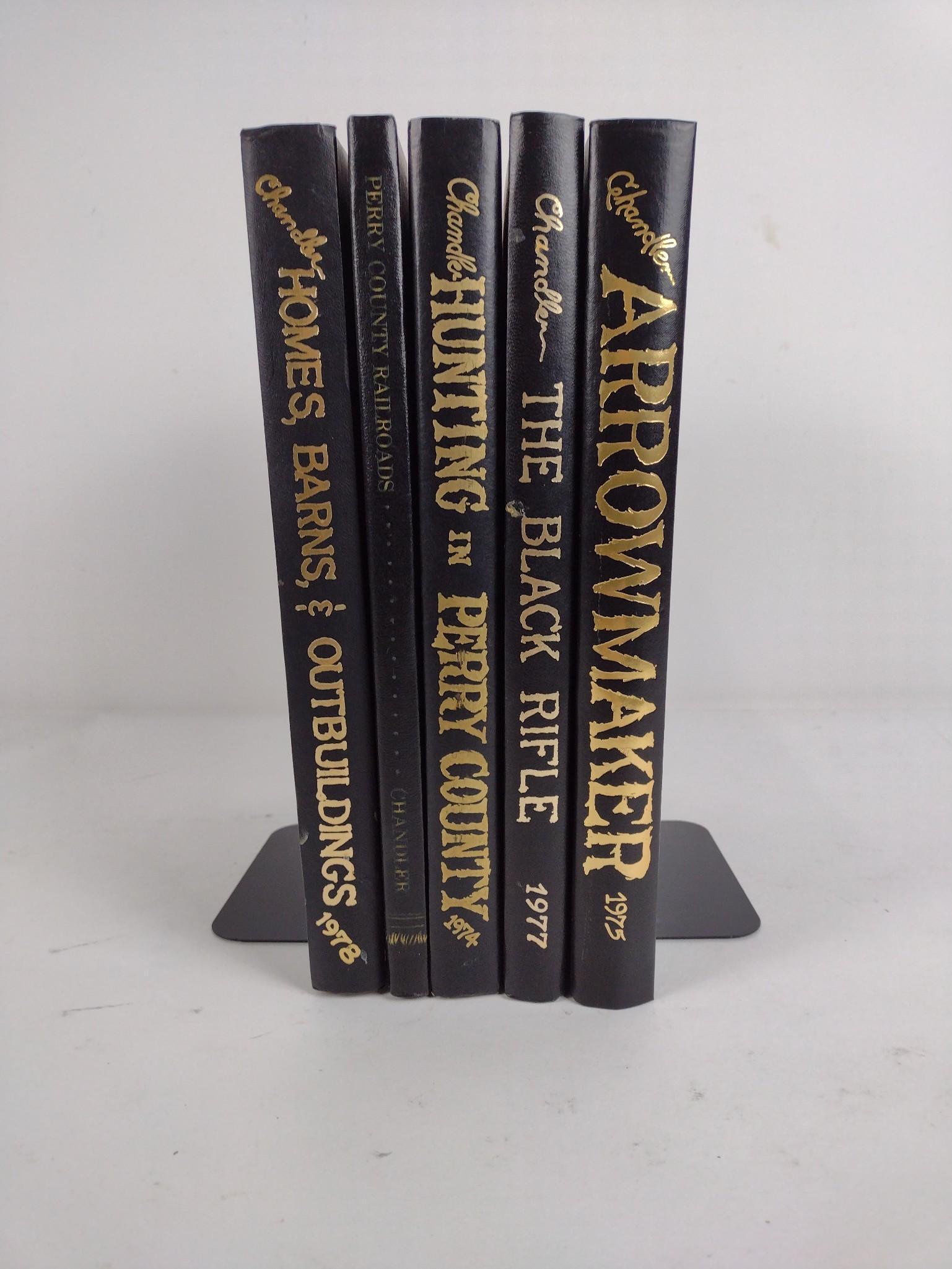 5 Roy Chandler Books incl Perry County Railroads: Includes Homes Barns and Outbuildings, Arrowmaker a Story of Perry County, The Black Rifle, A History of Hunting in Perry County, and A History of Perry County Railroads. JB IMPORTANT: Before bidding,