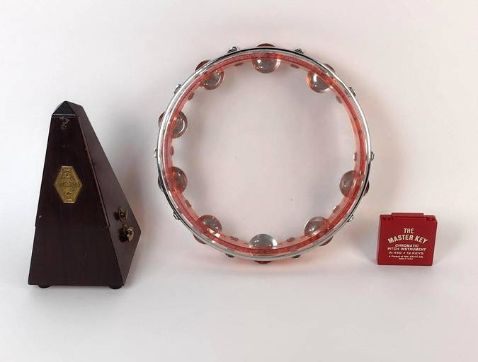 3 Pcs incl Metronome, Pitch Pipe and Tambourine (0029) on Dec 12, 2022 Cordier Auctions