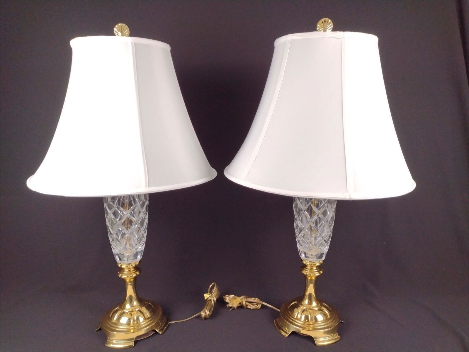Pr Glass and Brass Table Lamps (1 of 3)