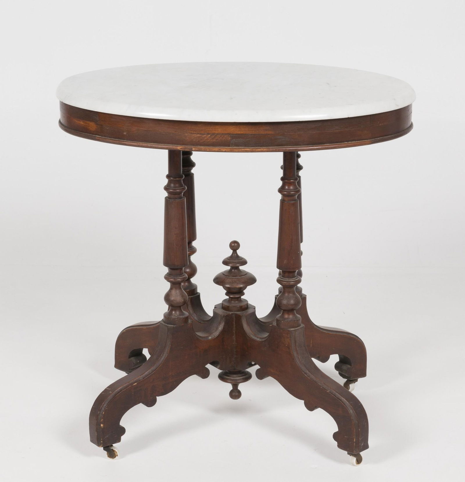 Late 19th Century Walnut Victorian Marble Top Table (1 of 12)