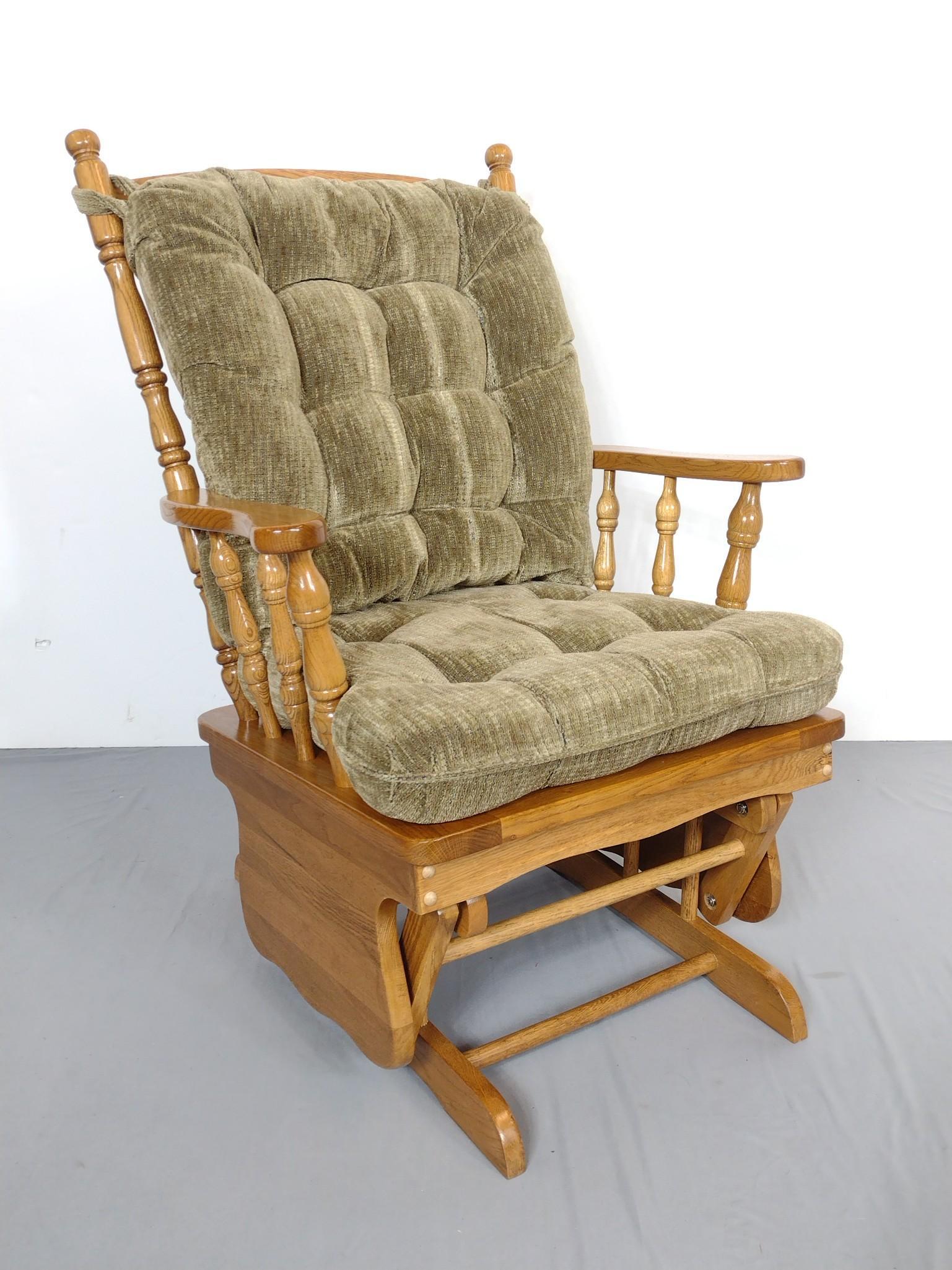 Platform Rocker: 26-3/3" wide X 27" deep X 38" high. No manufactures name found. MG. IMPORTANT: Before bidding, please read the terms and conditions. When you registered for the auction you agreed to these terms and w