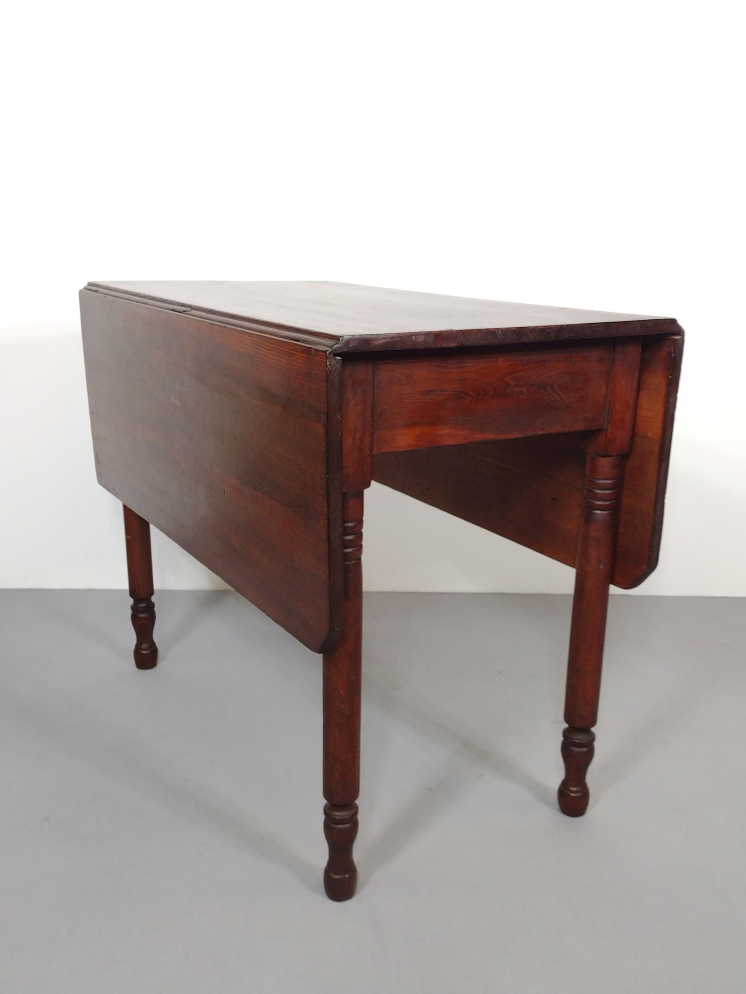 Drop Leaf Table: Open 47-1/2", closed 20-1/4" wide X 38-1/4" deep X 29" high. Table is missing supports for drop leaves. Will not stay up. MG. IMPORTANT: Before bidding, please read the terms and conditions. When you