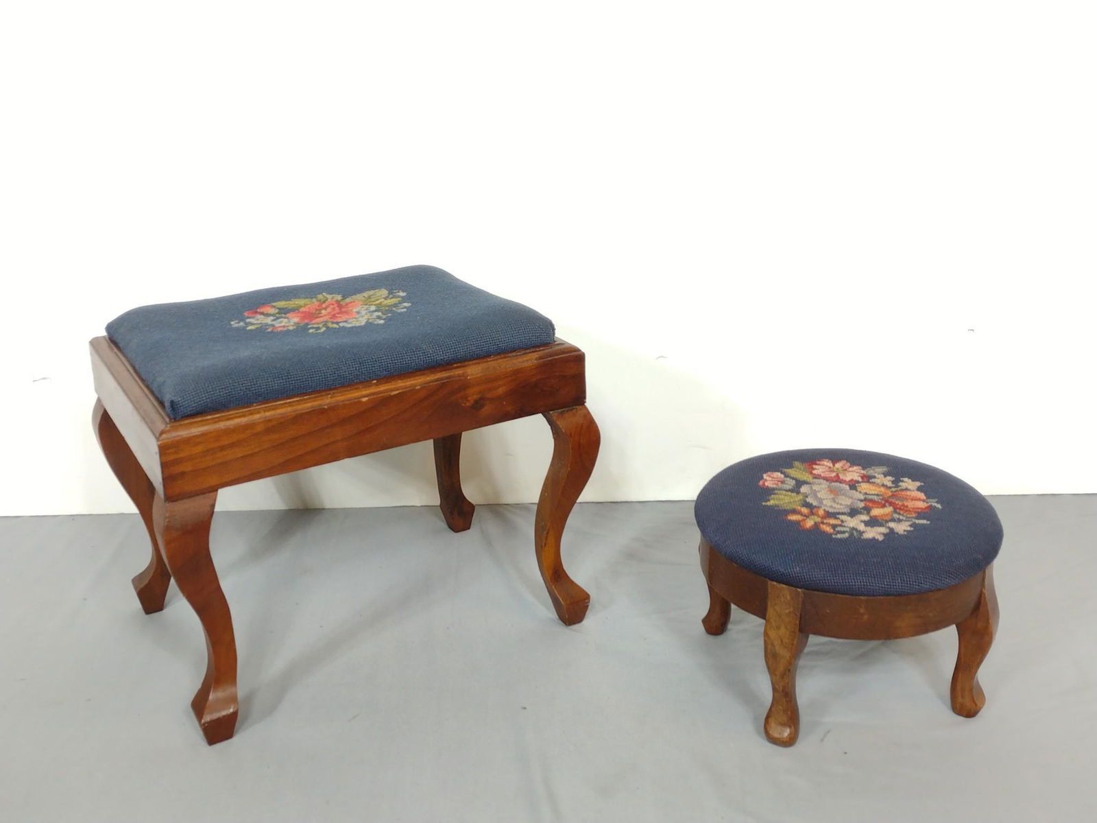 Two Needlepoint Foot Stools (1 of 4)