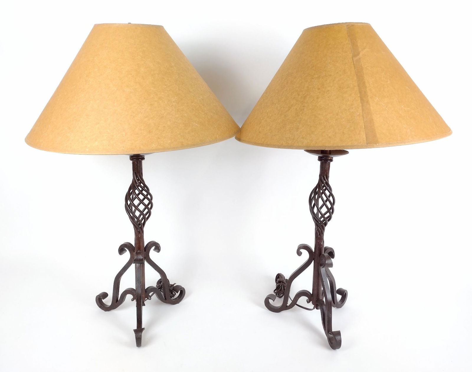 Pr of Wrought Iron Spiral Lamps (1 of 2)