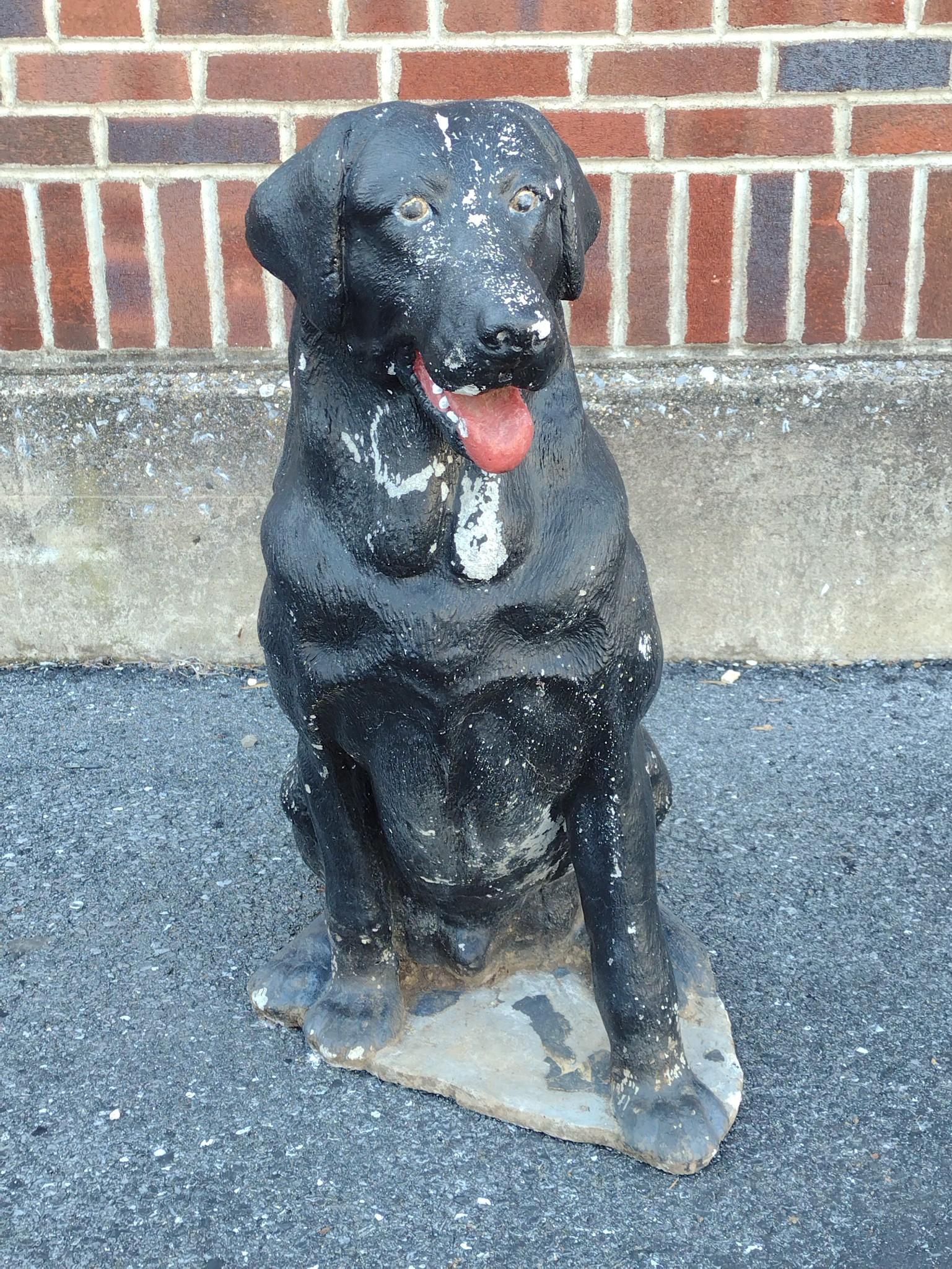 Cement Black Labrador Yard Sculpture (1 of 5)