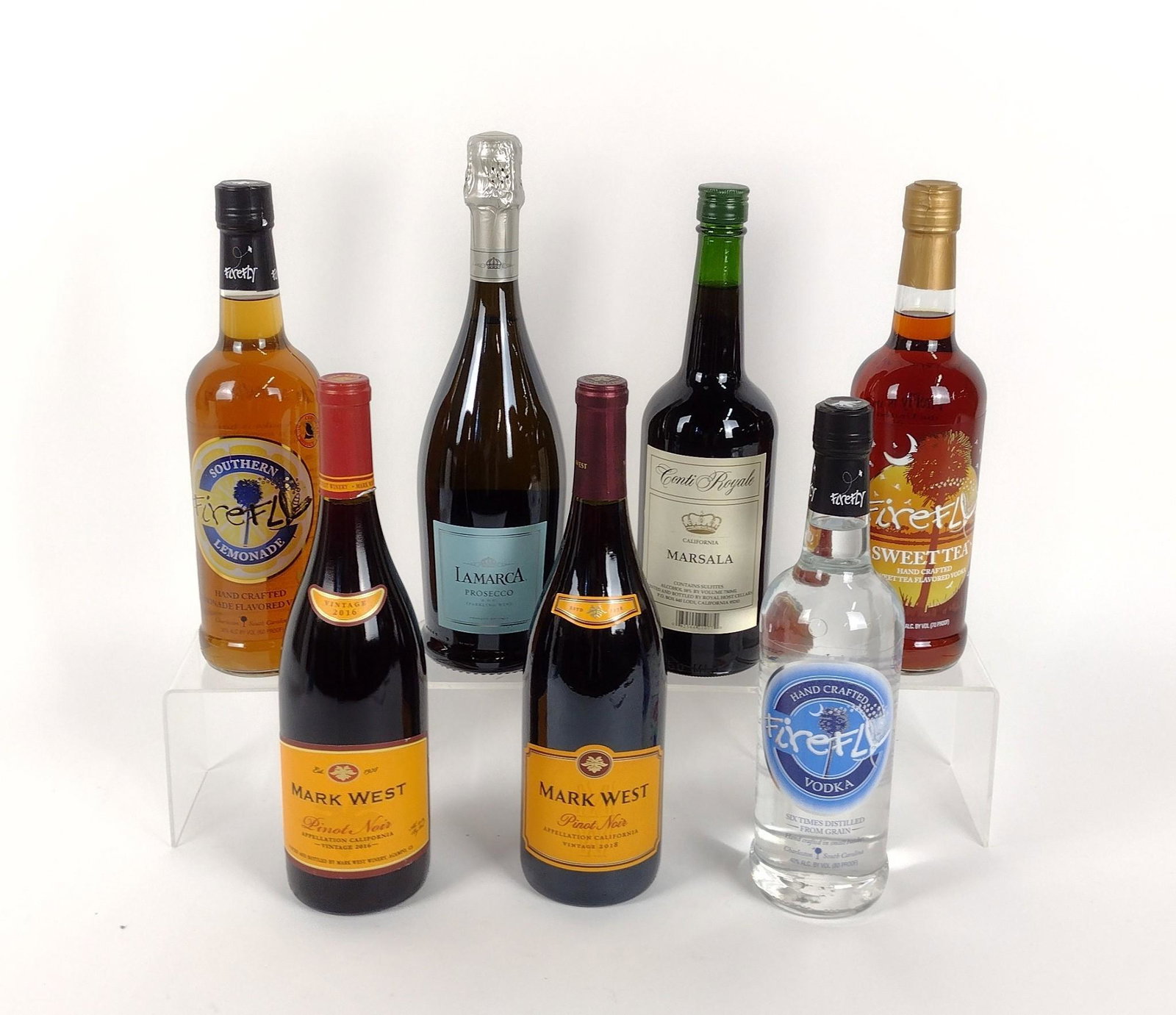 7 Estate Bottles of Spirits and Wine incl Firefly: THIS LOT CANNON BE SHIPPED. All sealed and unopened. Also includes Mark West, Lamarca, & Conti Royale. MEG IMPORTANT: Before bidding, please read the terms and conditions. When you registered for the 