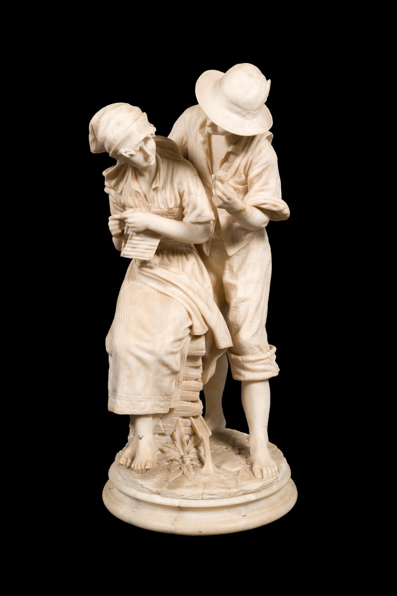 White Marble Figural Grouping of a Couple (1 of 9)