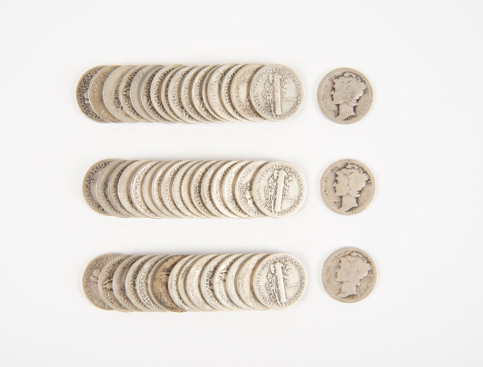 50 US Silver Mercury Dimes (1 of 1)