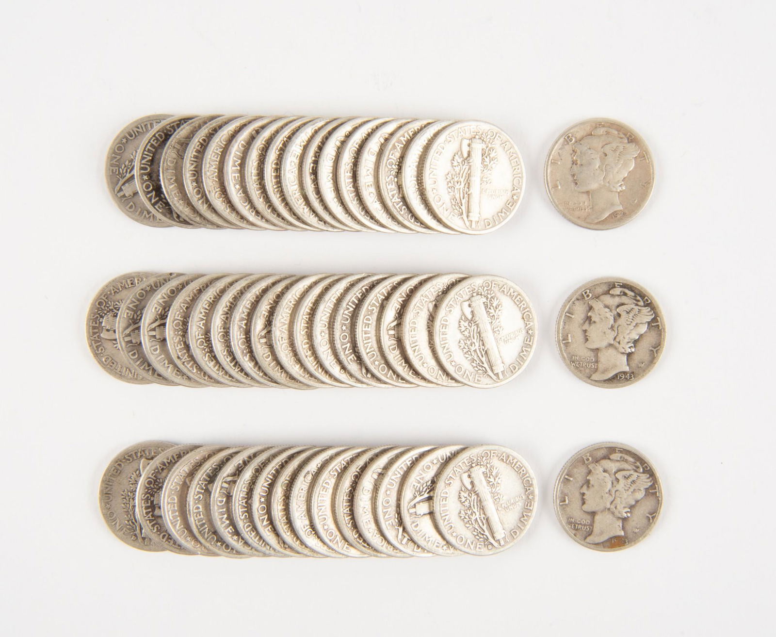 50 US Silver Mercury Dimes (1 of 1)