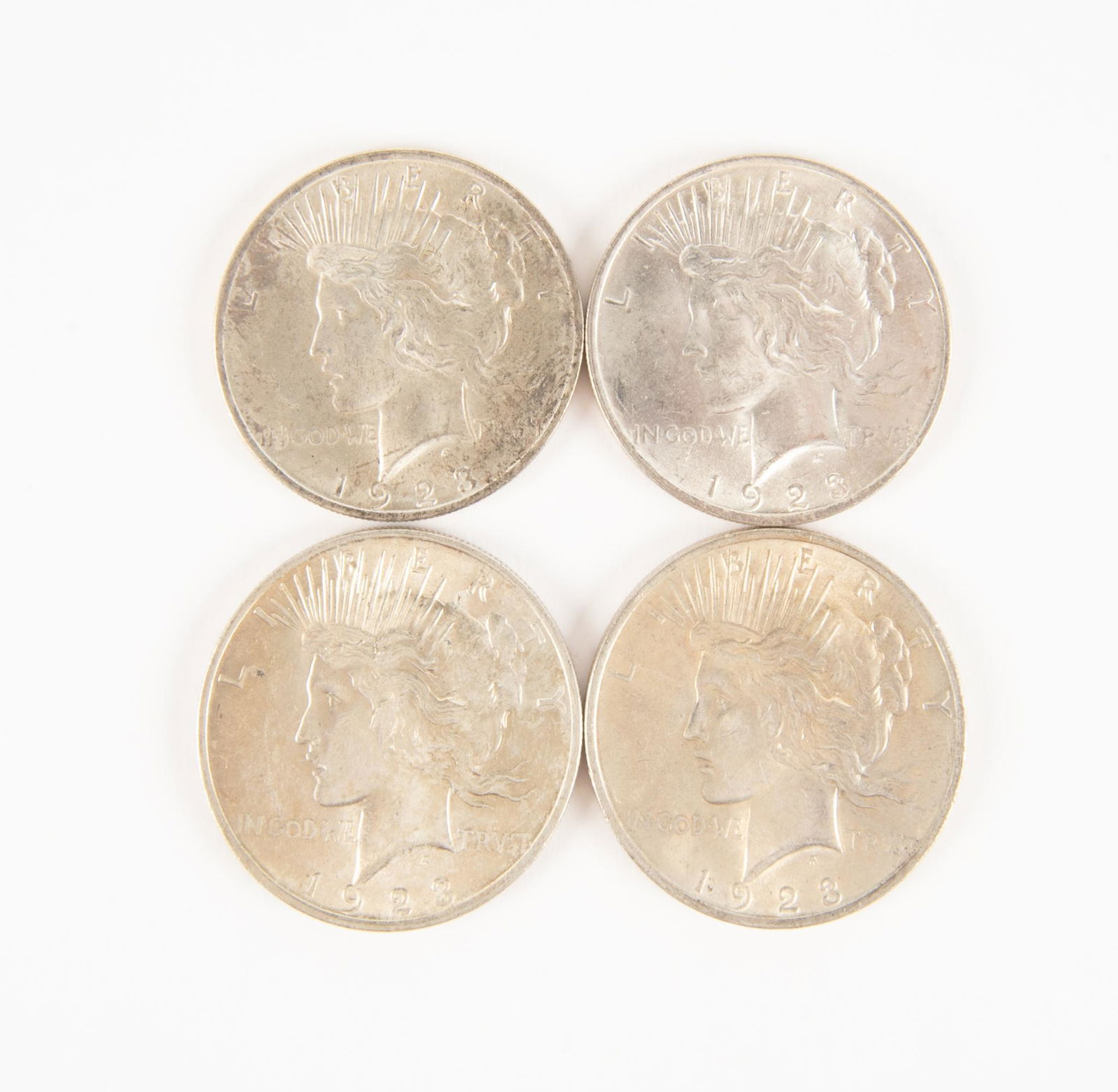 4 US Peace Silver Dollars (1 of 2)