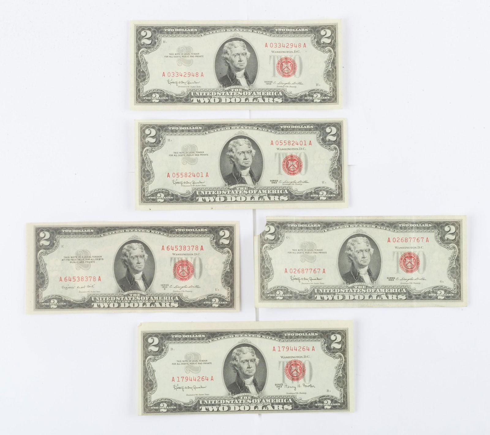 5 $2.00 Red Seal Notes (1 of 2)
