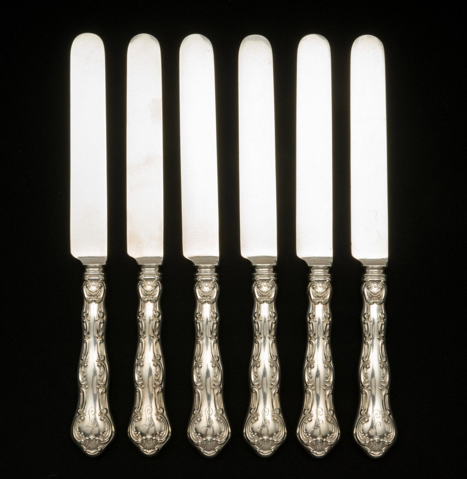 6 Gorham Strasbourg Sterling Handled Blunt Hollow Knives with Bolsters (1 of 4)