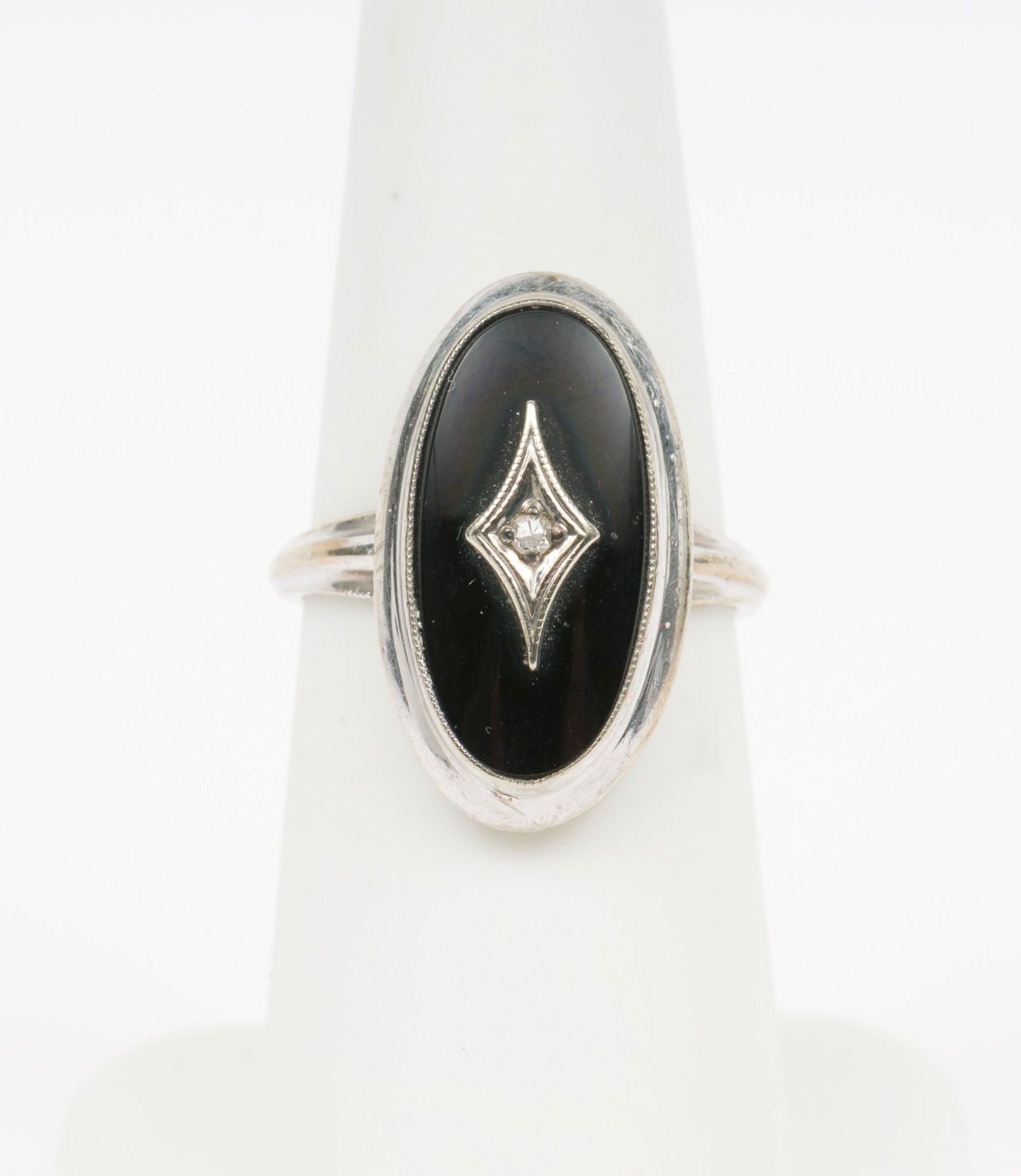 10K Gold, Onyx & Diamond Ring (1 of 4)