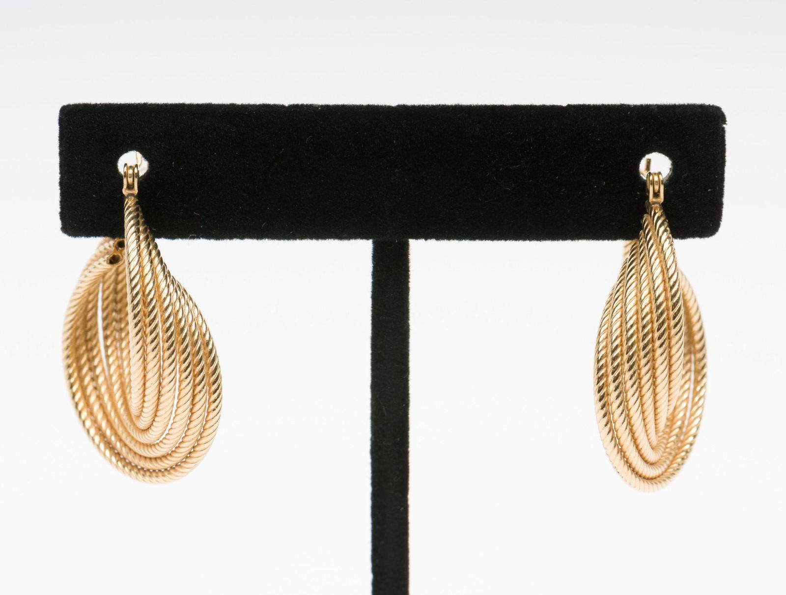 Pair 14K Gold Rope Hoop Earrings (1 of 2)