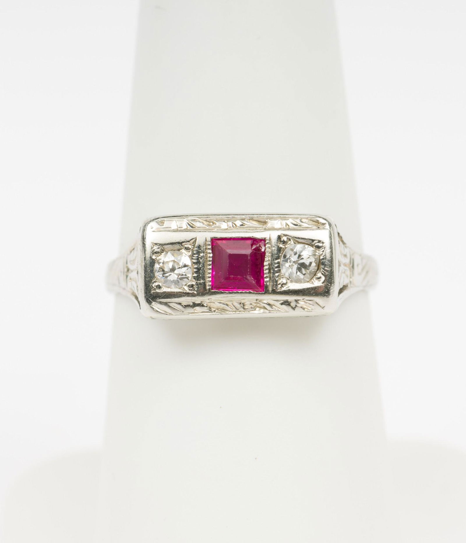 18K Gold Filigree Ruby and Diamond Ring (1 of 4)