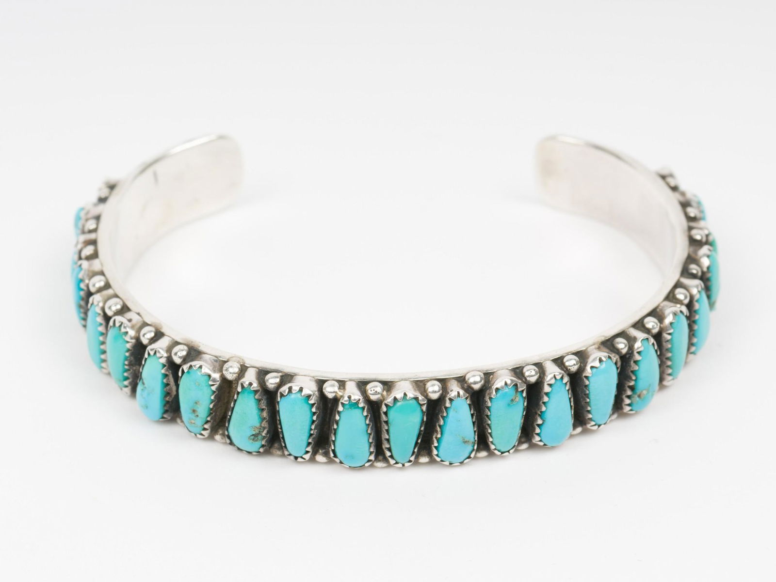J.A. Wilson Sterling & Turquoise Cuff Bracelet (1 of 3)
