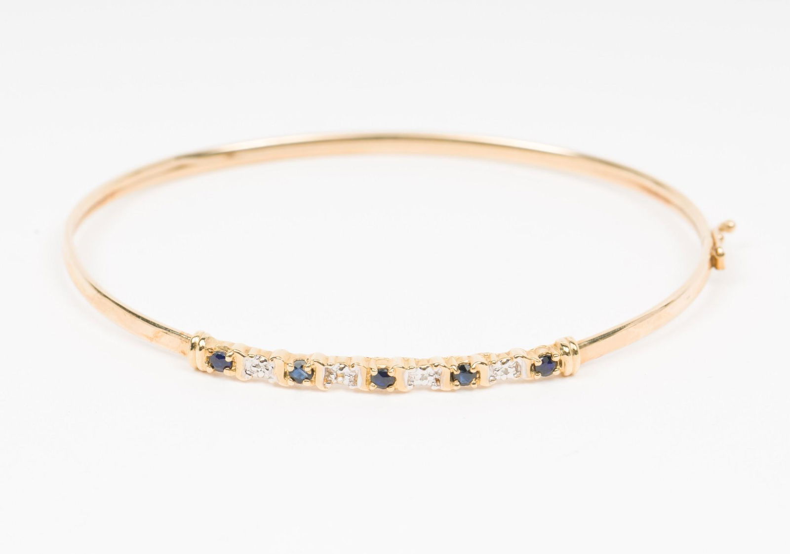 10K Gold, Sapphire & Diamond Bangle Bracelet (1 of 2)