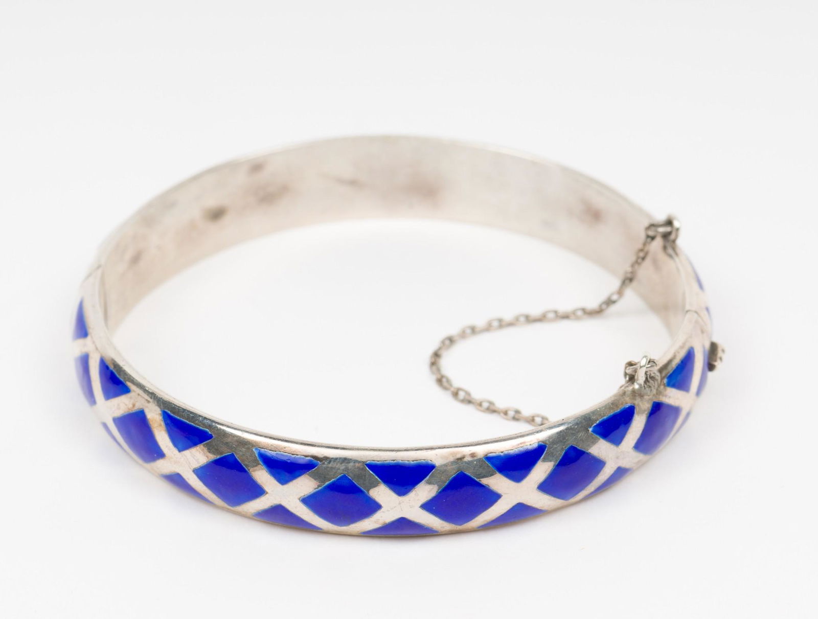 Thai Blue Enameled Bangle Bracelet (1 of 3)