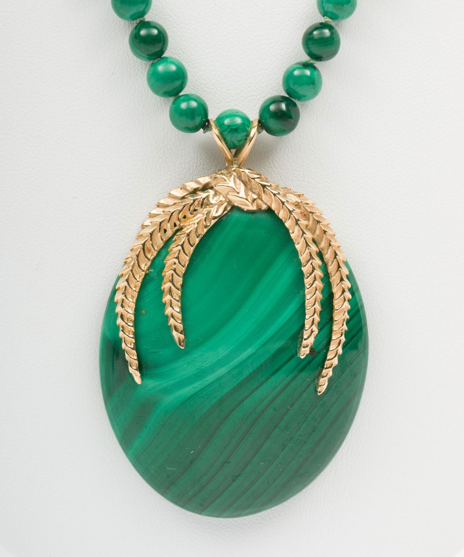 Malachite and 14K Necklace Pendant (1 of 3)