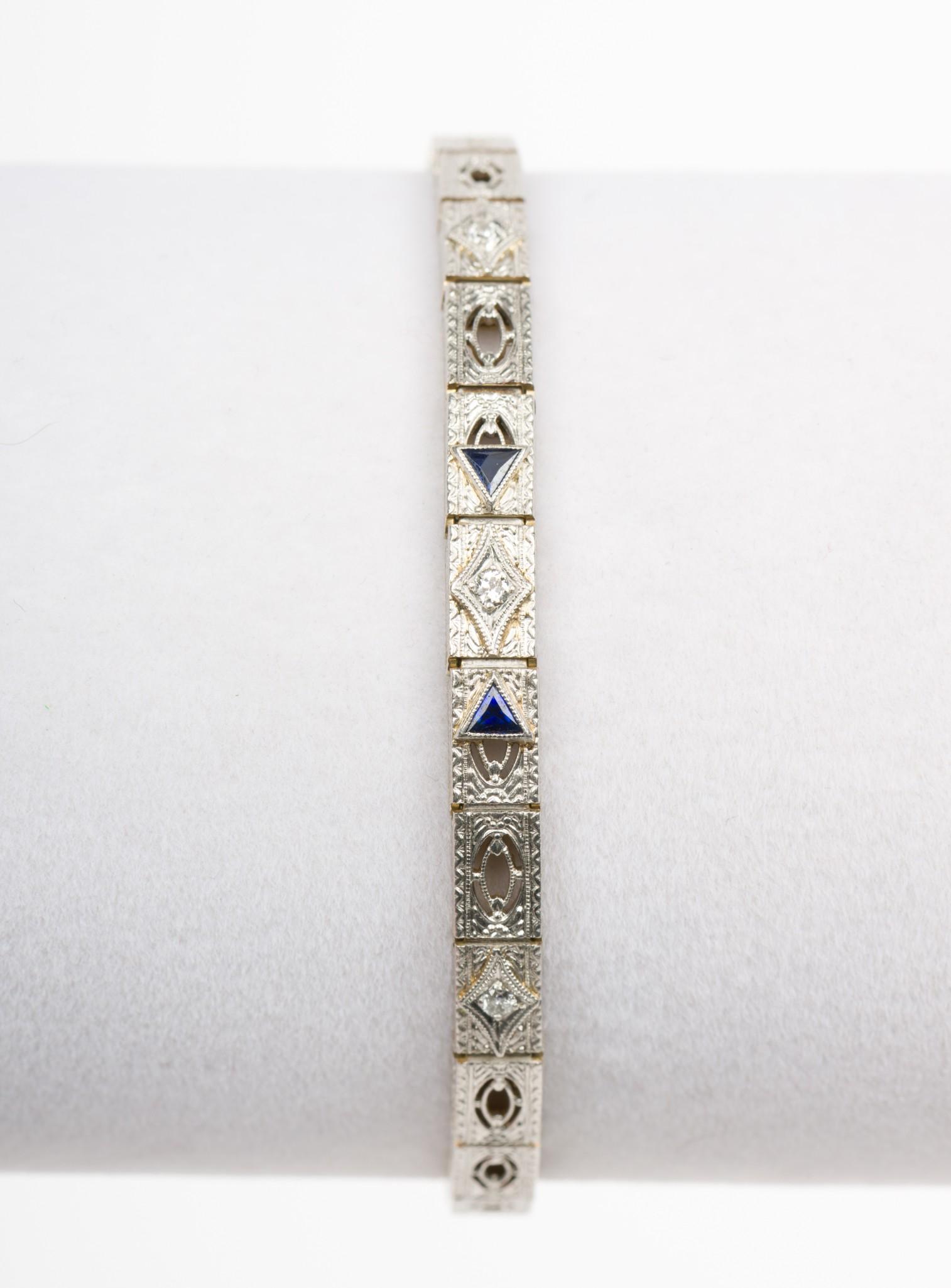14K White Gold, Sapphire & Diamond Bracelet (1 of 4)
