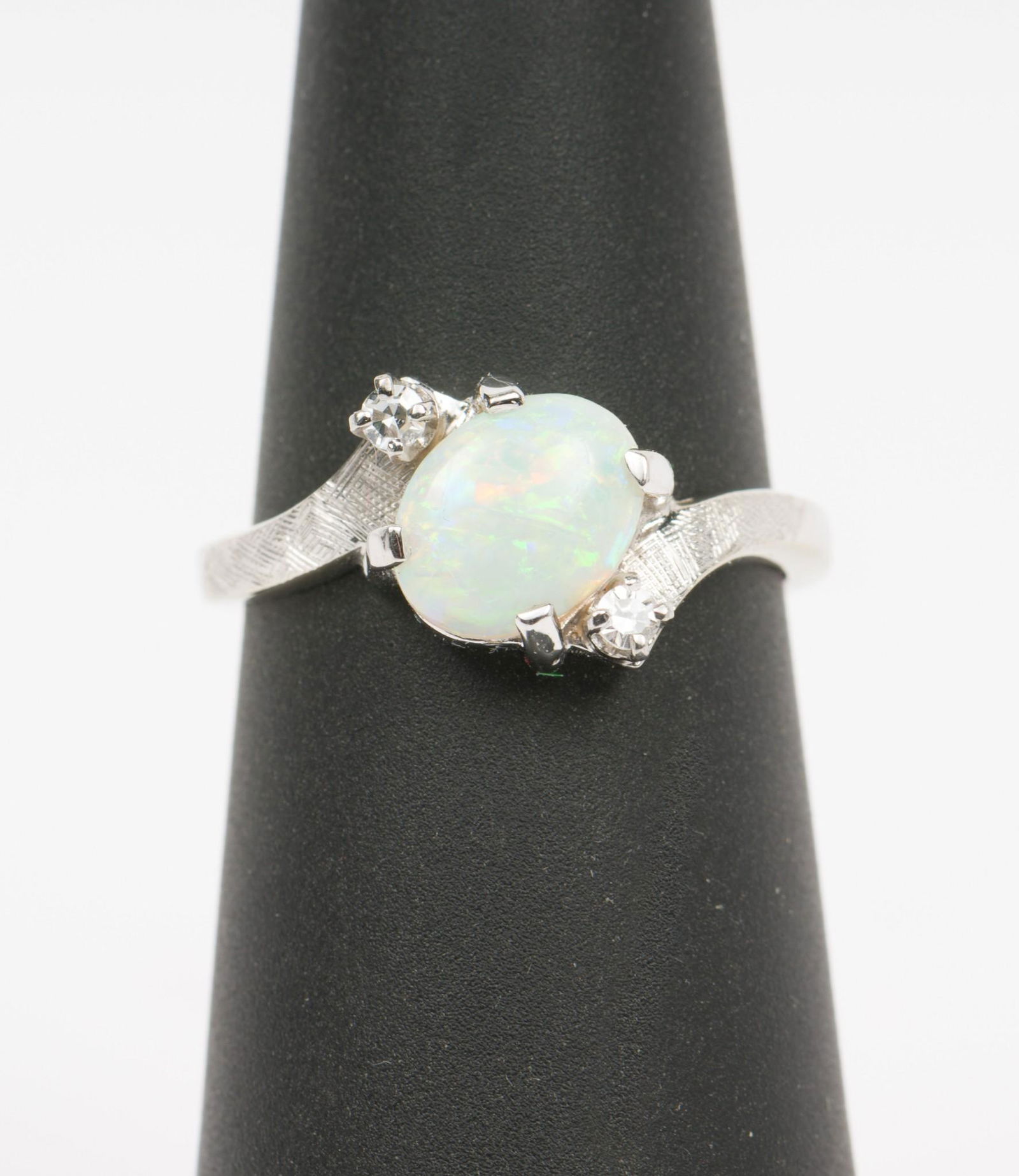 14K White Gold, Opal & Diamond Ring (1 of 3)