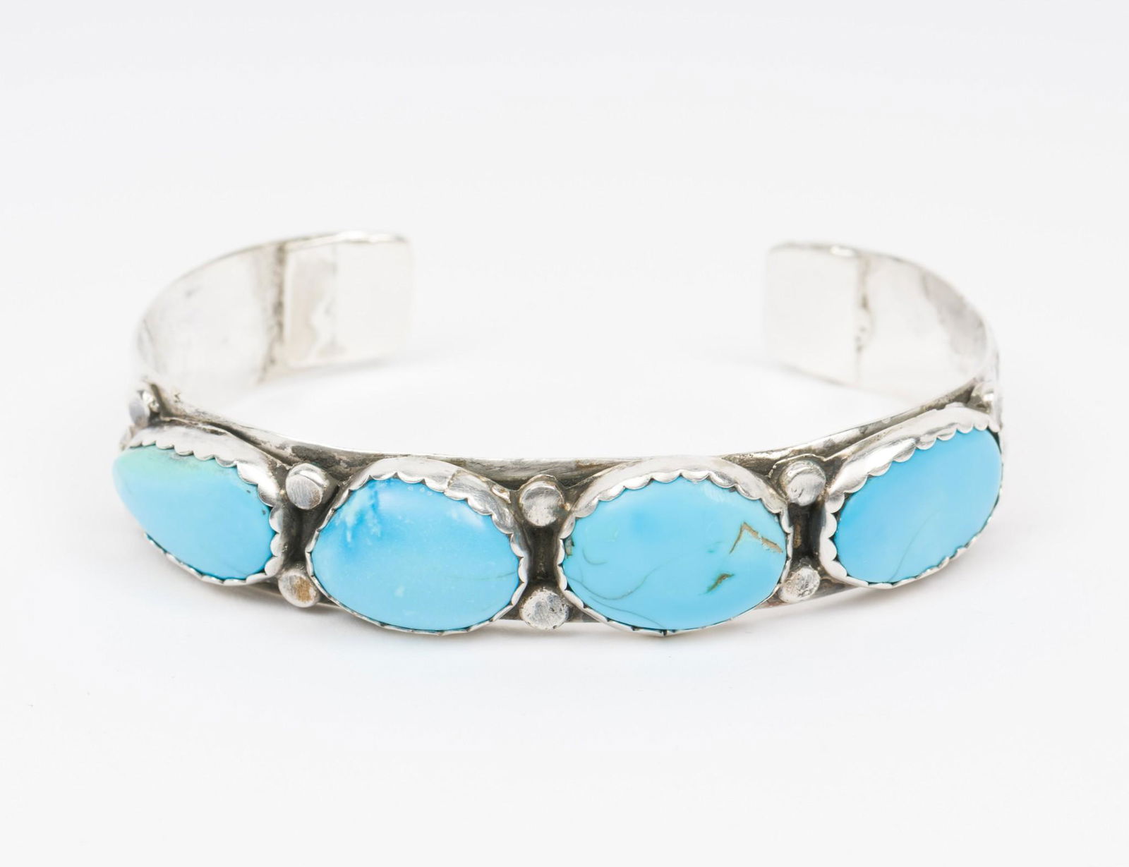Navajo Silver & Turquoise Cuff Bracelet (1 of 2)
