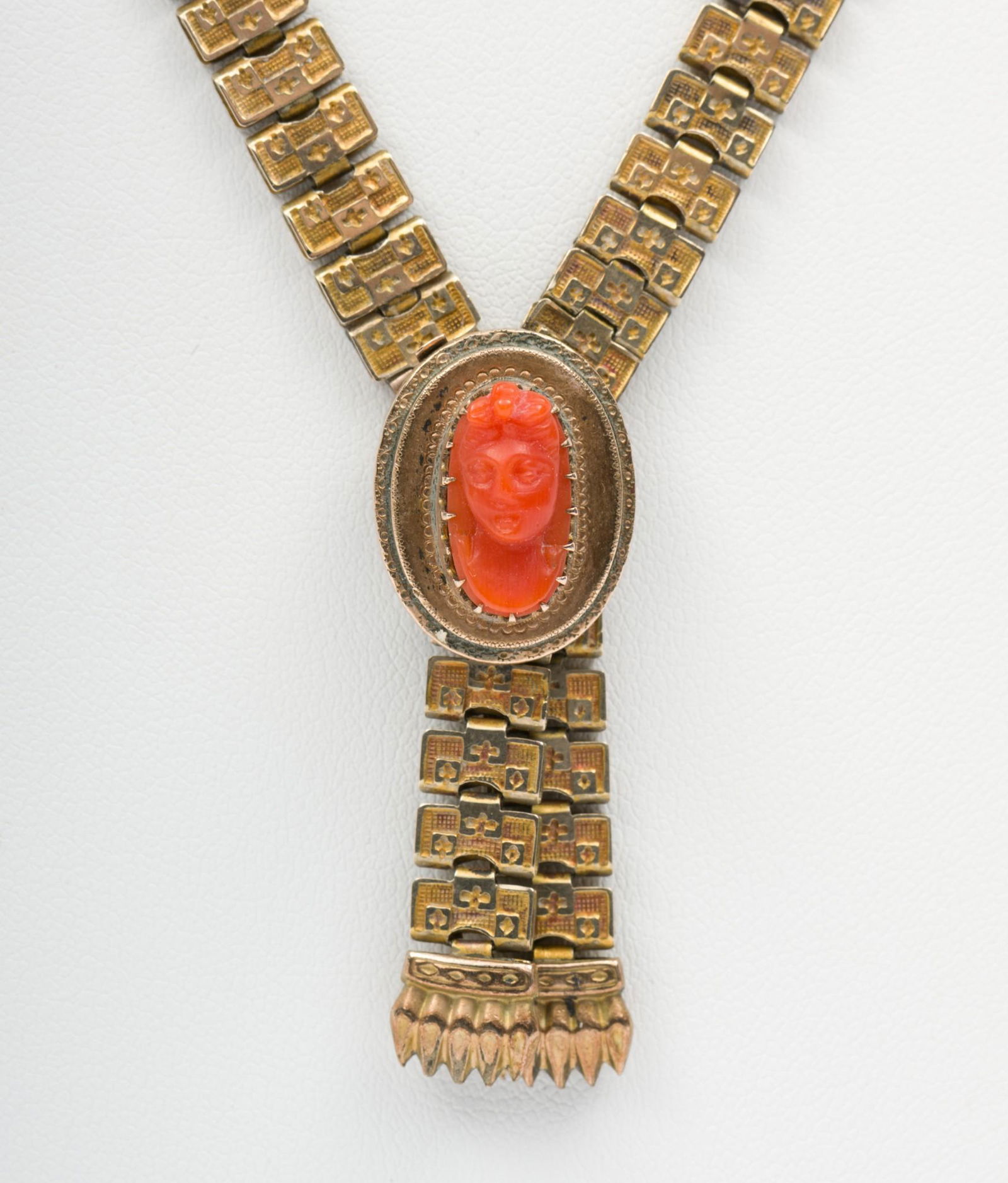 Coral Cameo Book Chain Necklace (1 of 3)
