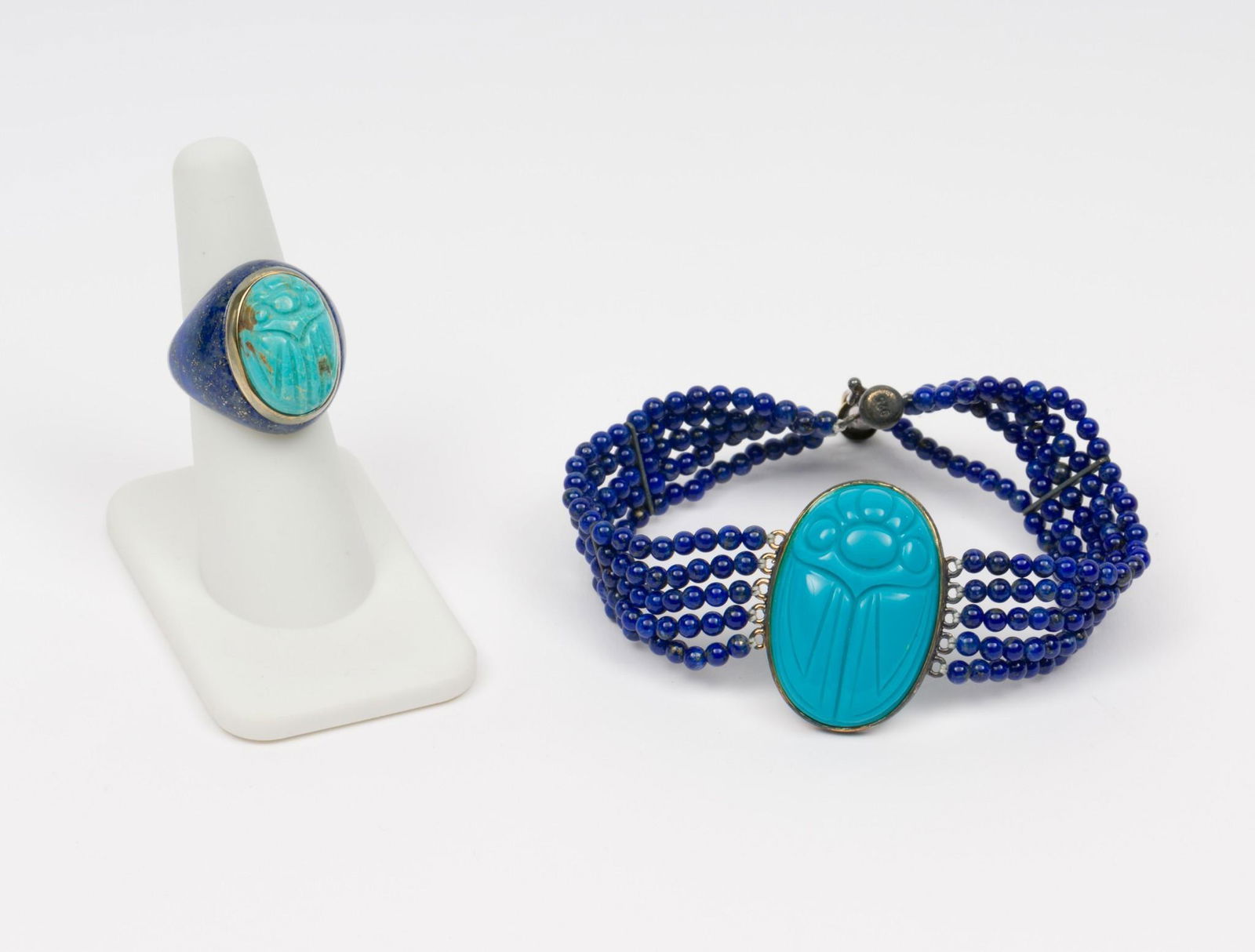 Lapis & Turquoise Scarab Bracelet and Ring (1 of 9)